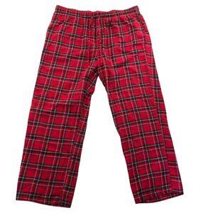 Croft & Barrow Mens Pajama Pants XL Red Plaid Sleepwear Lounge Pull On Flannel